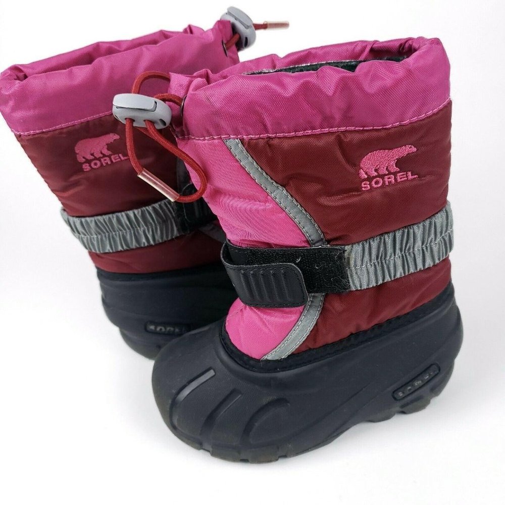 SOREL 1831 Pink  Red Baby Snow Winter Lined Boots